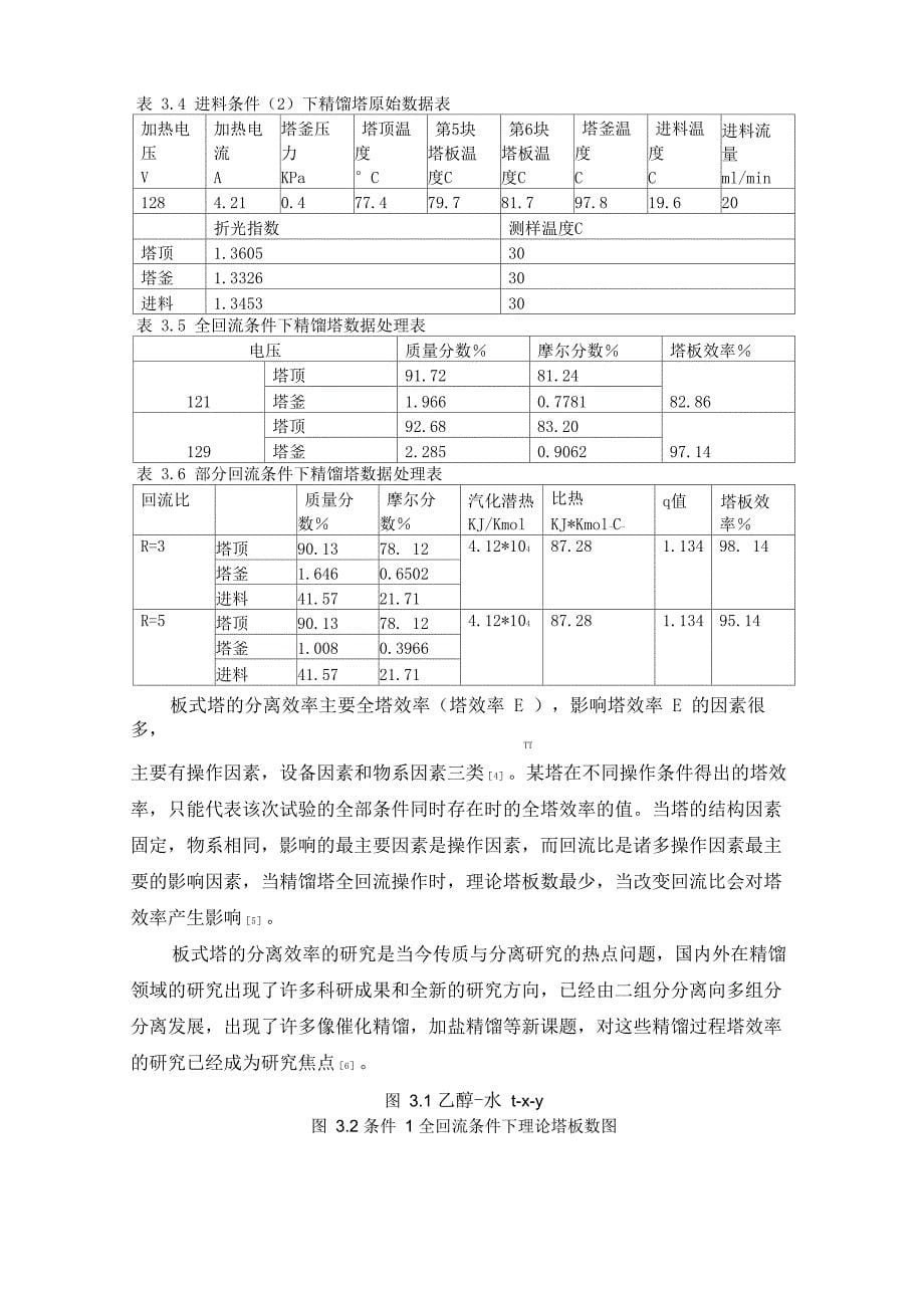 乙醇——水不同精馏分离操作过程塔效率的确定_第5页