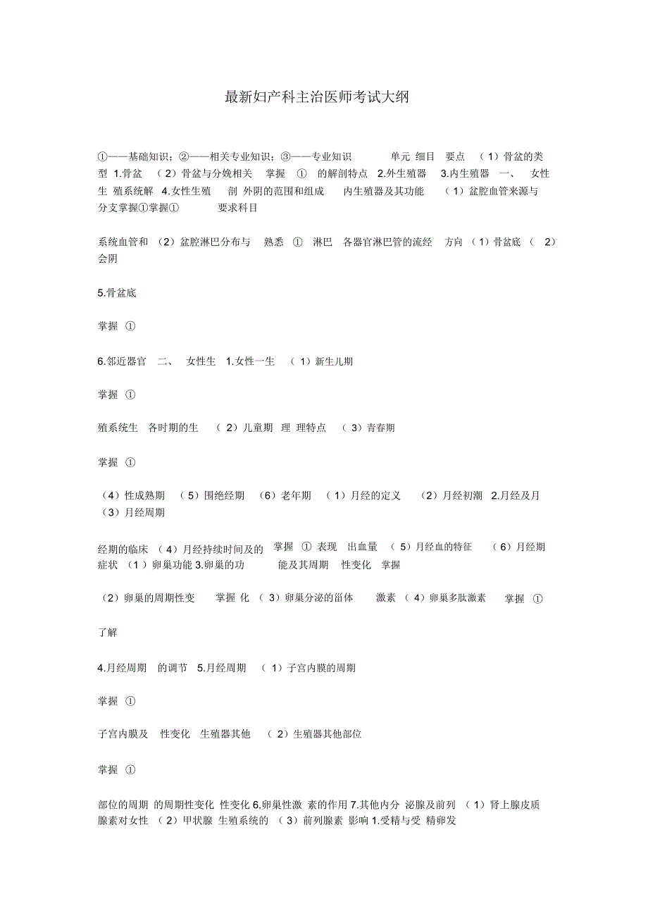 妇产科主治医师考试大纲_第1页