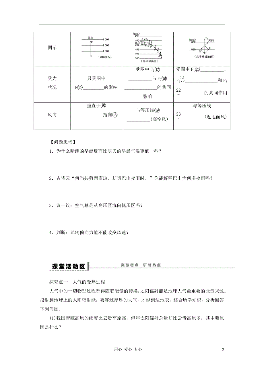 高考地理一轮复习冷热不均引起大气运动学案鲁教版_第2页