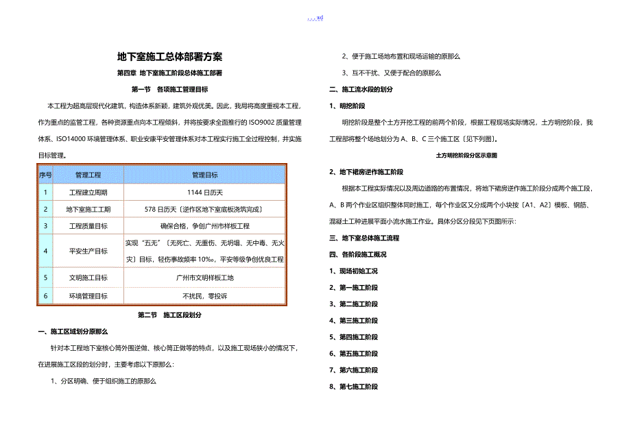 地下室施工总体部署计划_第1页