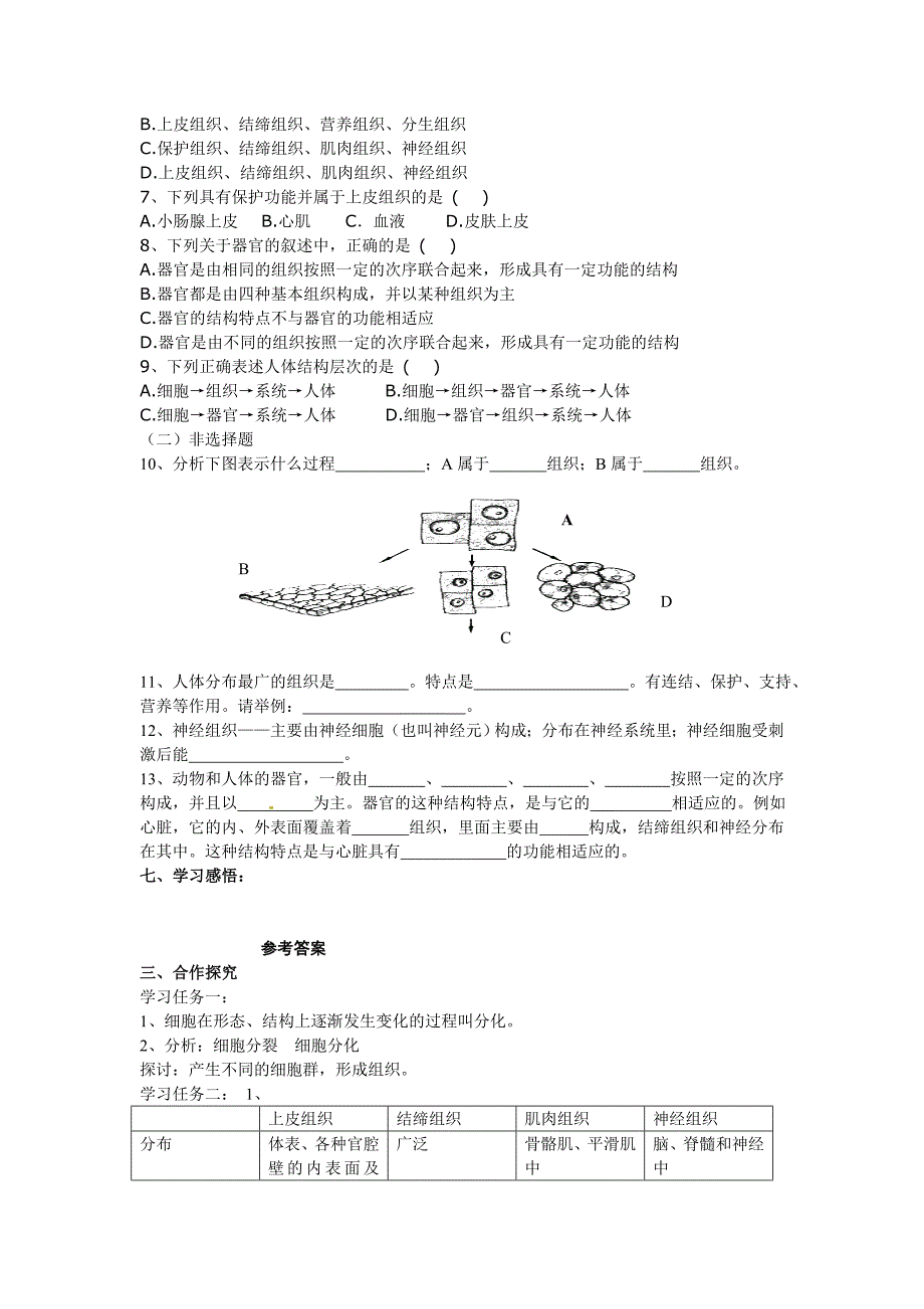 精选类山东省新泰实验中学202x七年级生物上学期第二单元第三章学案人教新课标版_第3页