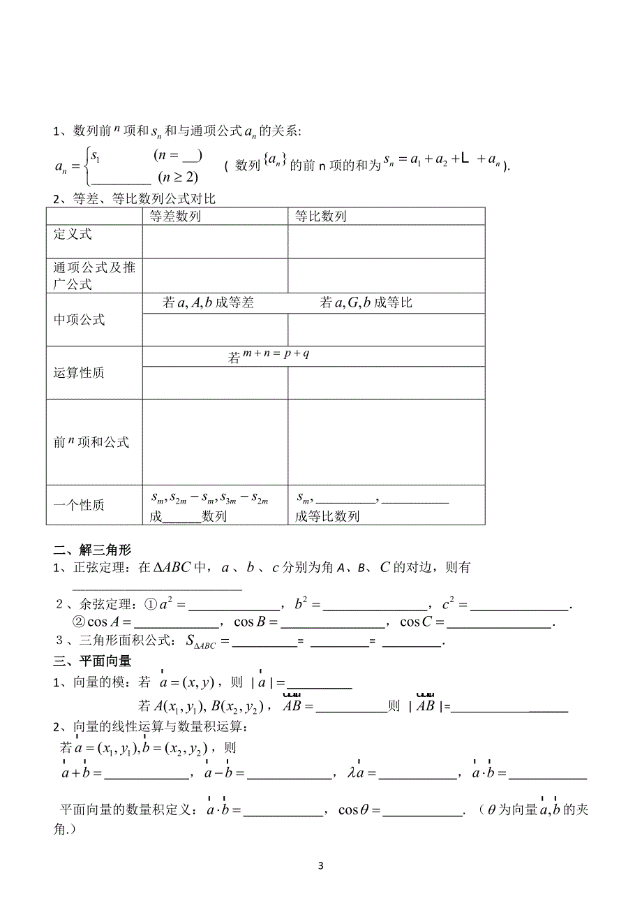 2020届高三第15次周测(文科)高中数学公式默写.doc_第3页