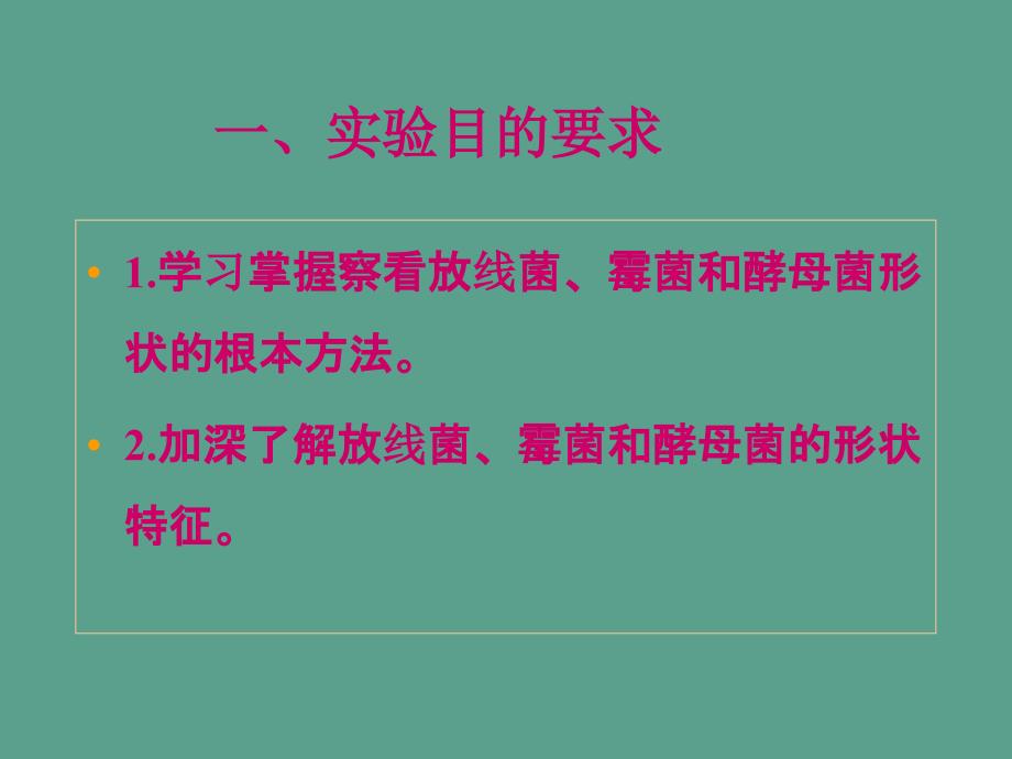 实验四放线菌酵母和霉菌形态的观察ppt课件_第2页