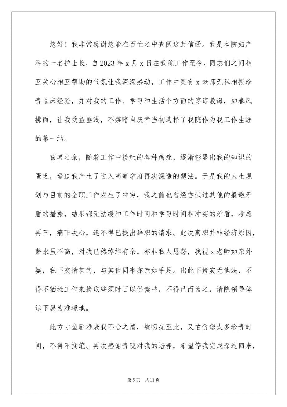 2023年妇产科护士长辞职报告.docx_第5页