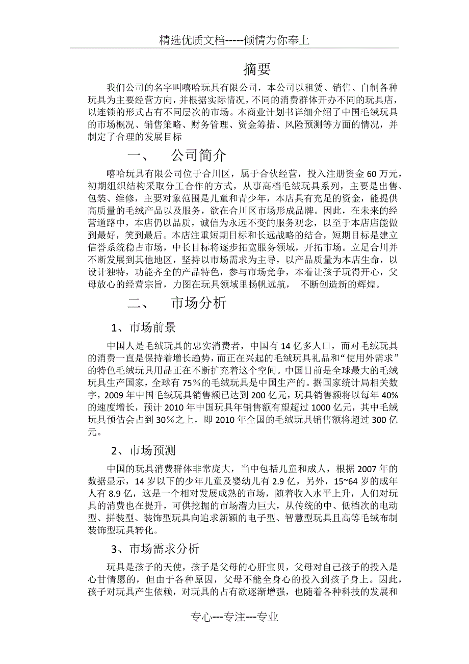 玩具制造商业计划书_第2页