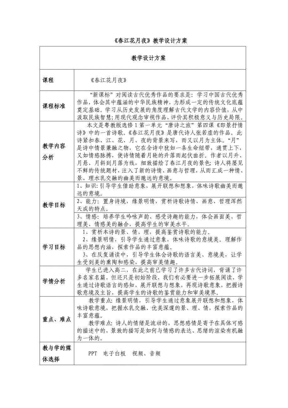 春江花月夜教学设计方案_第1页