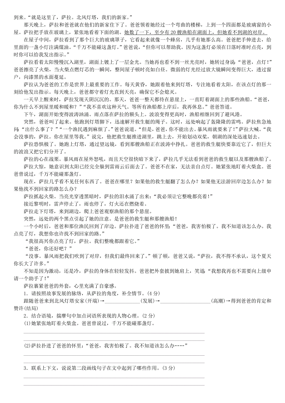 【严选】淮安中考语文第3部分现代文阅读专题十一小说阅读作业_第5页