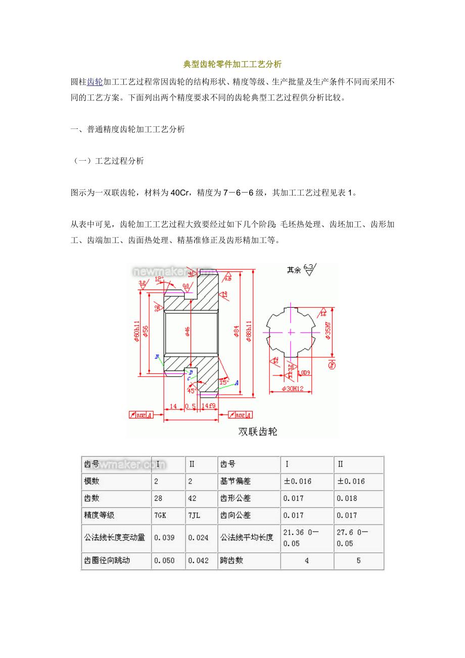 典型齿轮零件加工工艺分析_第1页