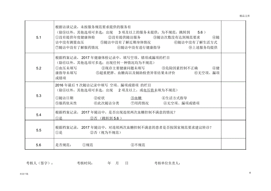 糖尿病患者健康管理核查表_第4页