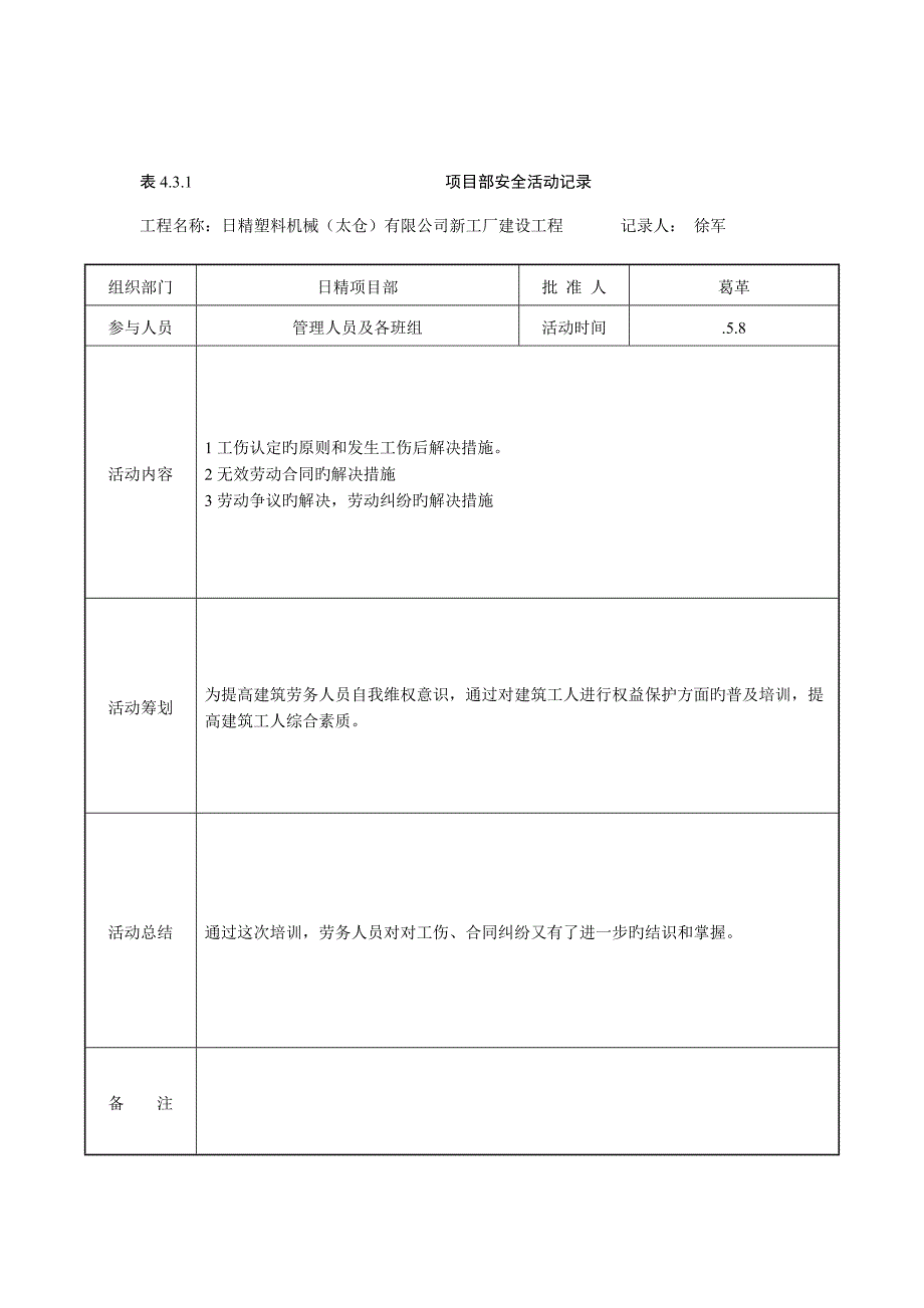 项目部安全活动记录_第2页