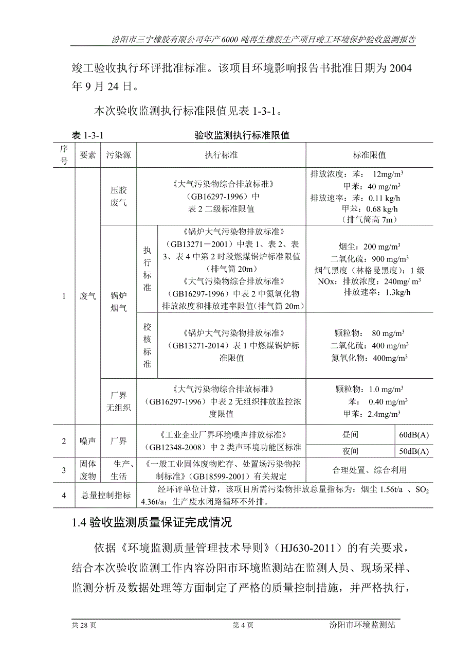 三宁橡胶有限公司环保竣工验收监测报告_第4页