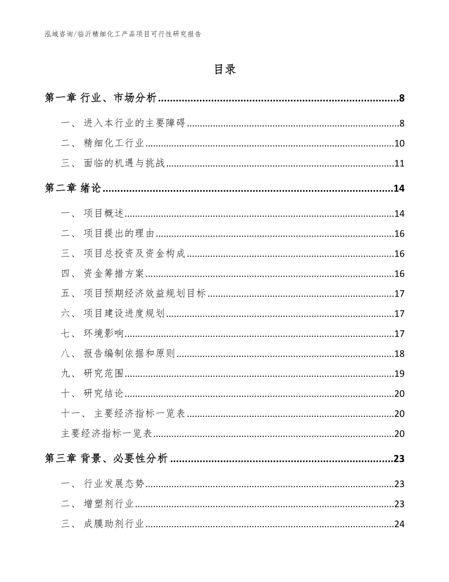 临沂精细化工产品项目可行性研究报告（模板参考）_第1页