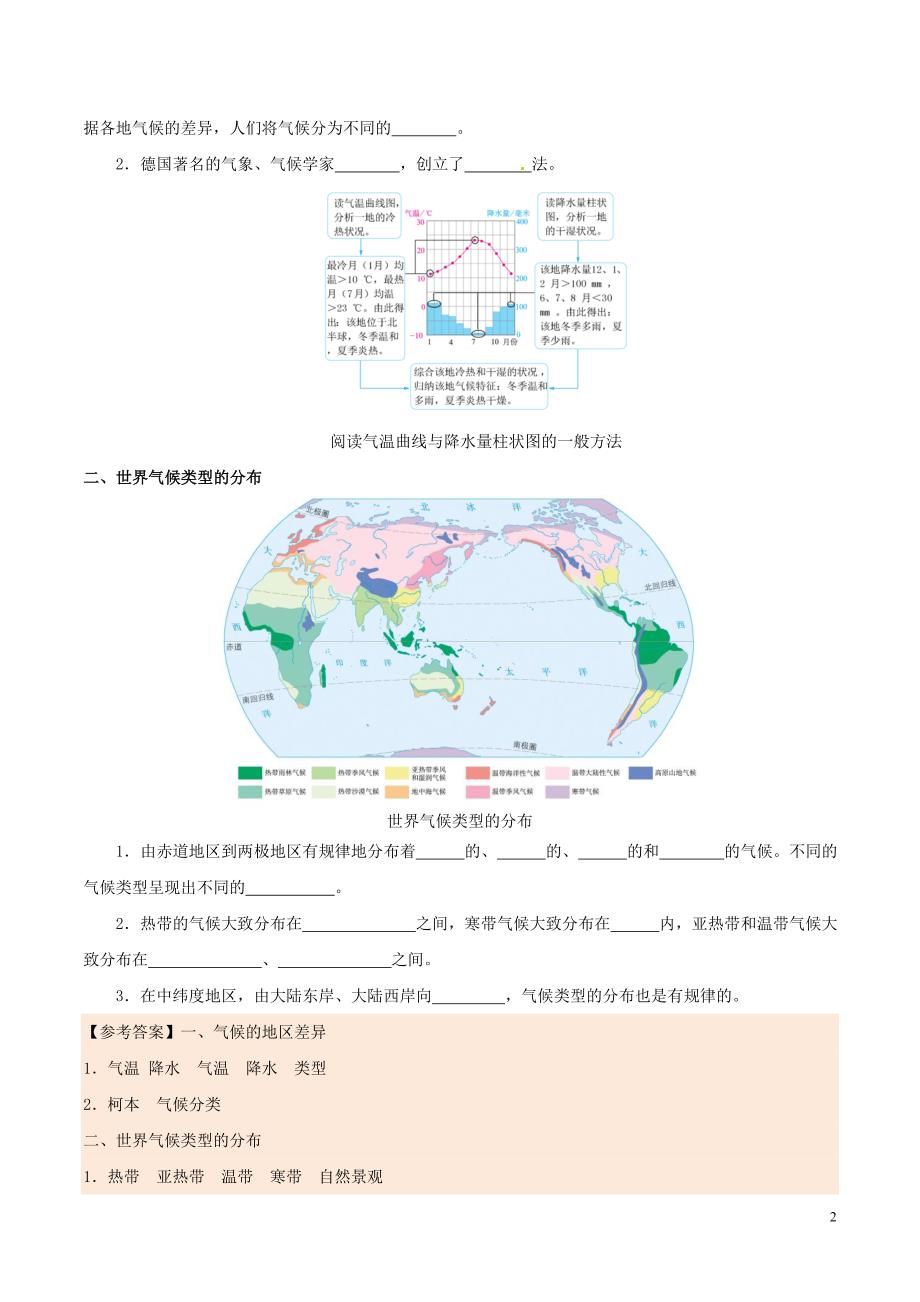 2017七年级生物下册 第15天 世界的气候（一）暑假作业 新人教版_第2页