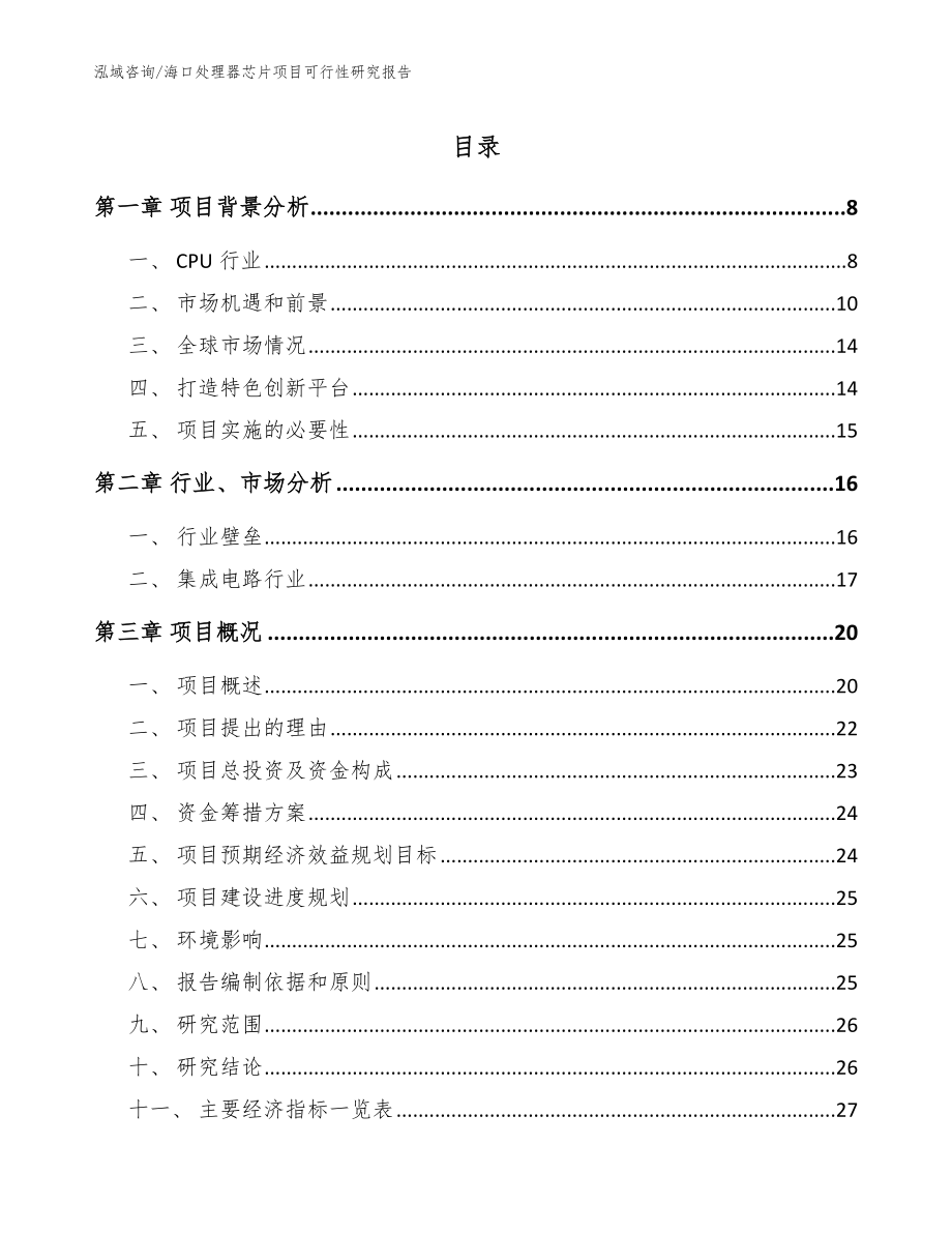 海口处理器芯片项目可行性研究报告【模板】_第1页