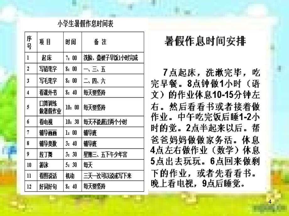 制作作息时间表制作规则表格ppt课件_第4页