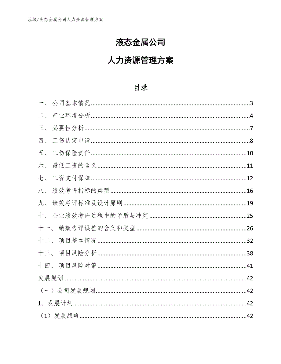 液态金属公司人力资源管理方案_第1页