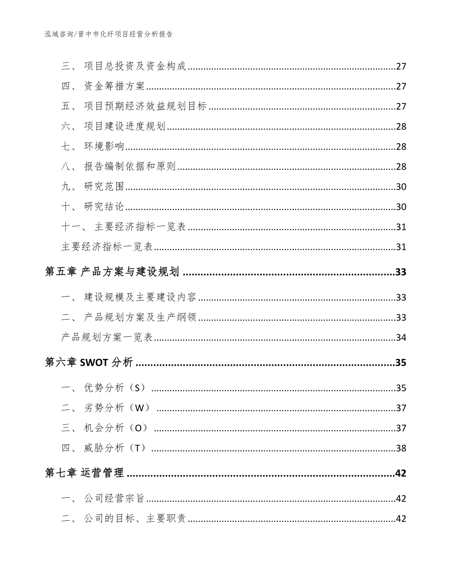 晋中市化纤项目经营分析报告范文模板_第2页