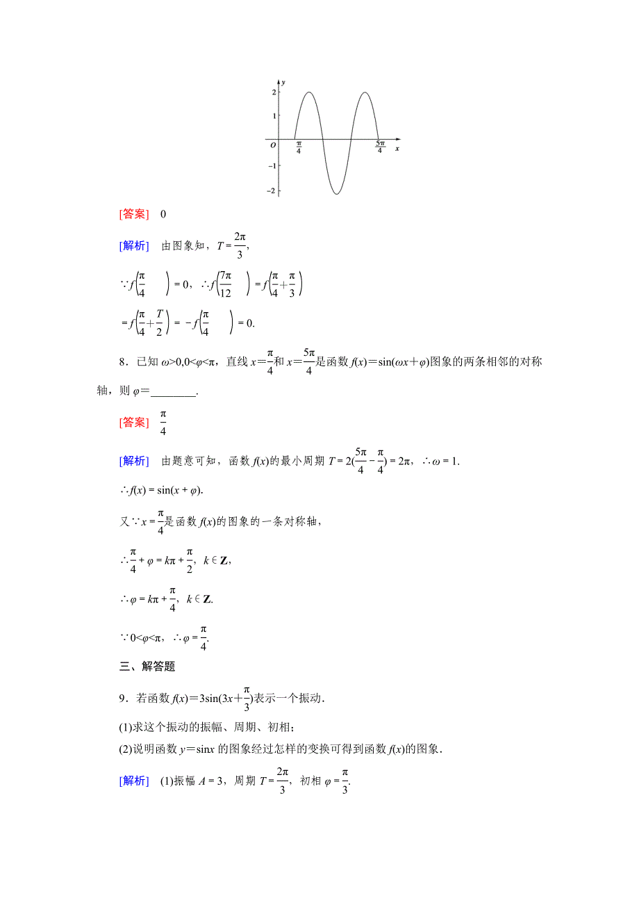 高一数学人教B版必修4精练：1.3.1 第2课时 正弦型函数y＝Asinωx＋φ Word版含解析_第3页