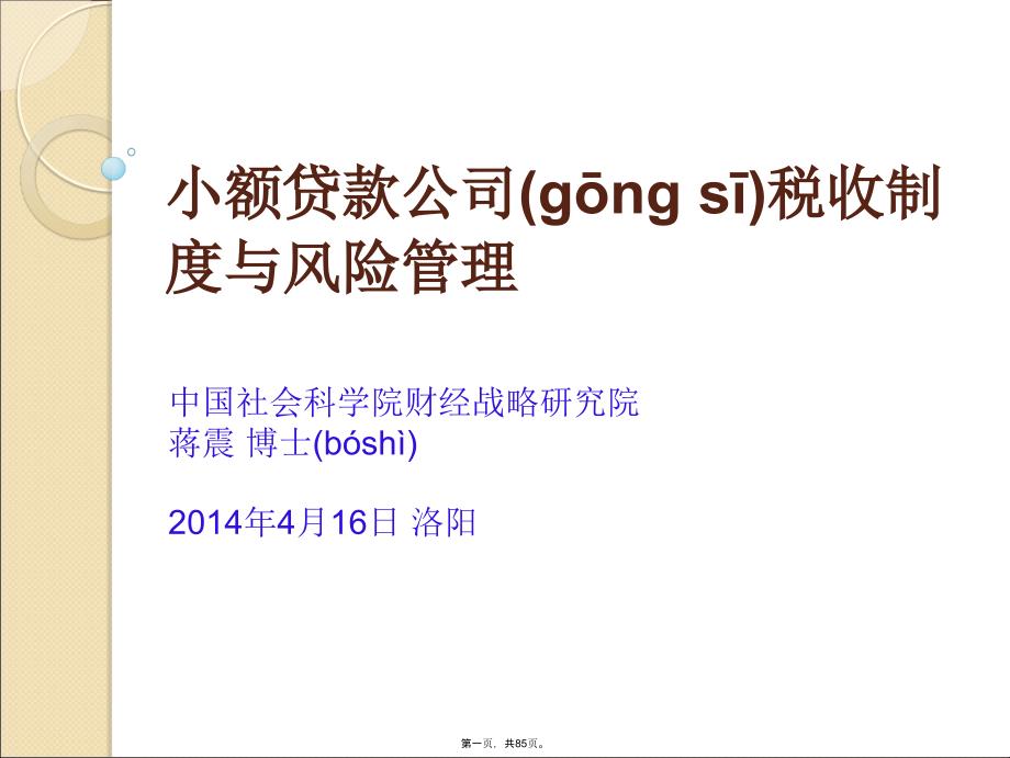 小贷公司的税收政策与-湖南小额贷款公司协会教案资料_第1页