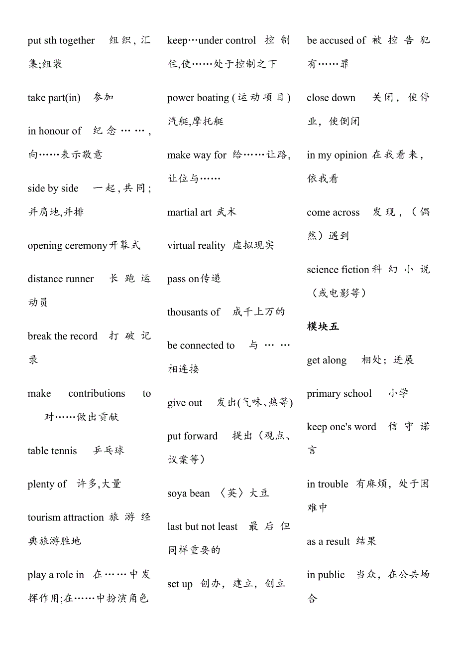 牛津高中英语模块一至模块十一短语_第4页