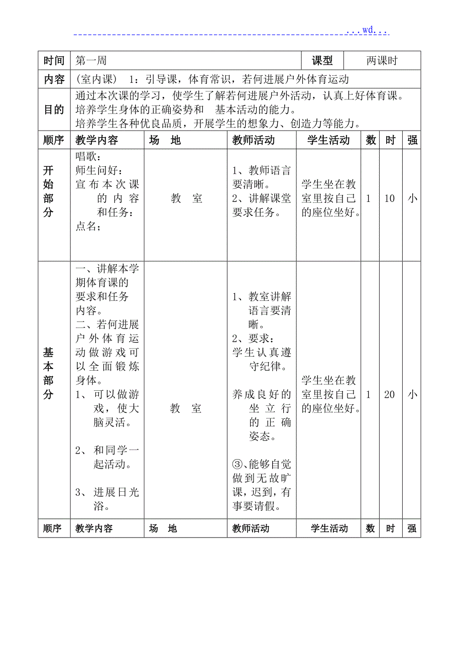 小学四年级[下册]体育的教学案全集_第1页