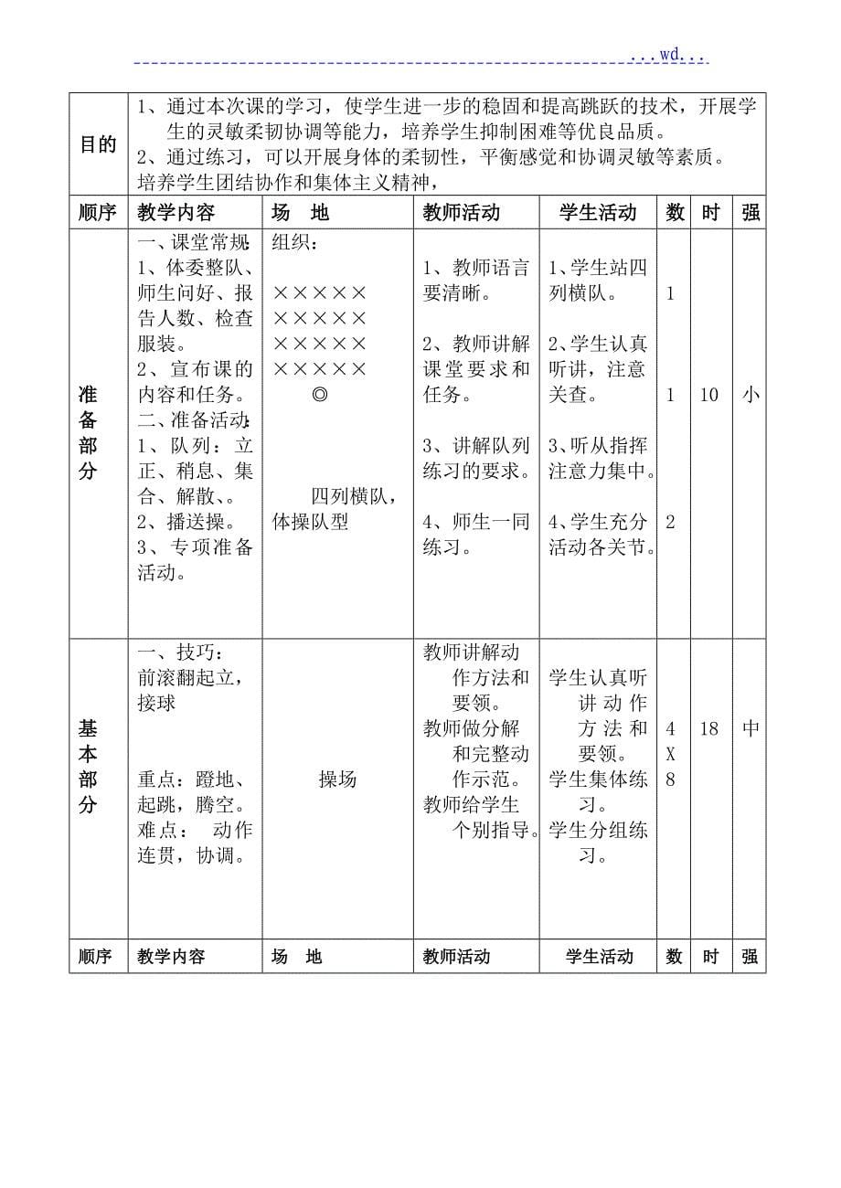 小学四年级[下册]体育的教学案全集_第5页