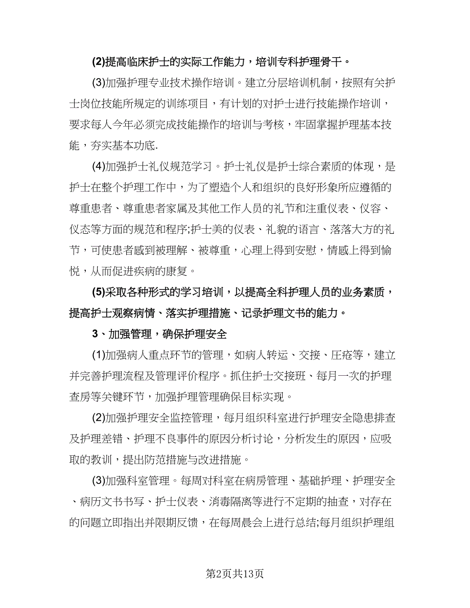 优质护理工作计划标准模板（五篇）.doc_第2页