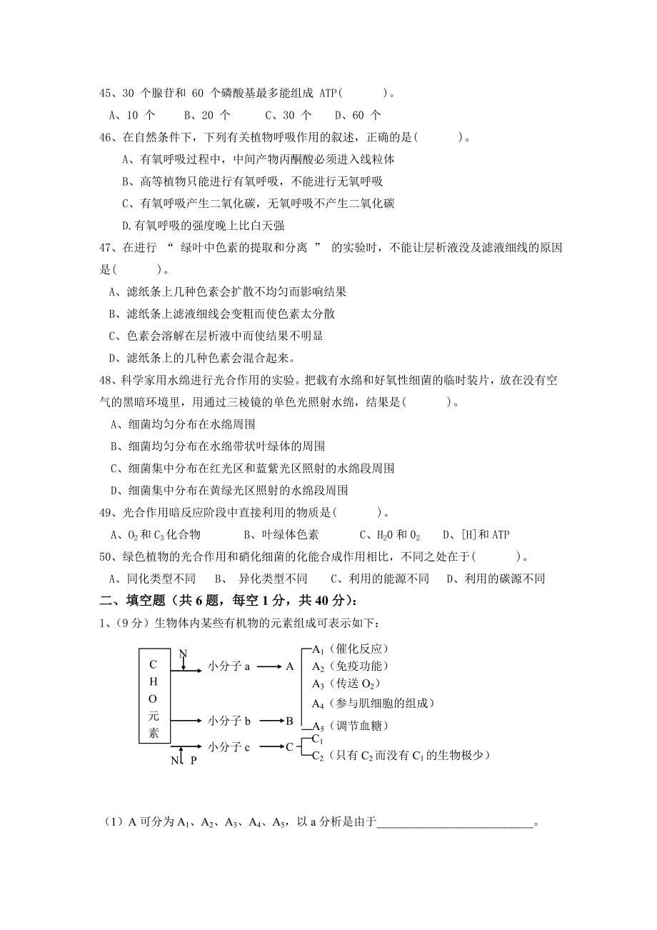 2013-2014学年高一上学期生物寒假作业_第5页