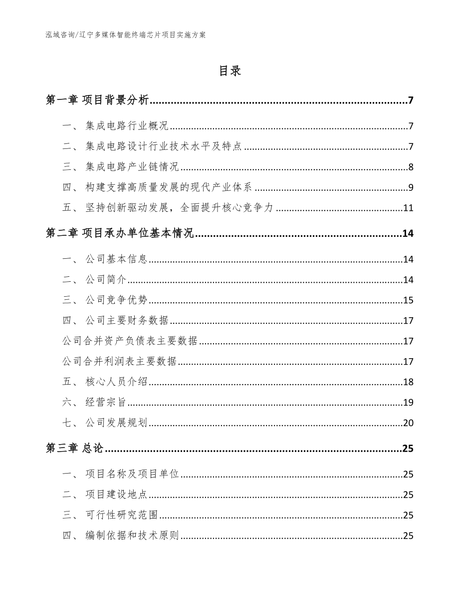 辽宁多媒体智能终端芯片项目实施方案（参考范文）_第1页