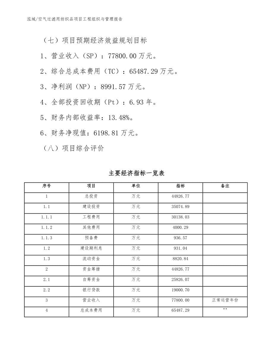 空气过滤用纺织品项目工程组织与管理报告_第5页