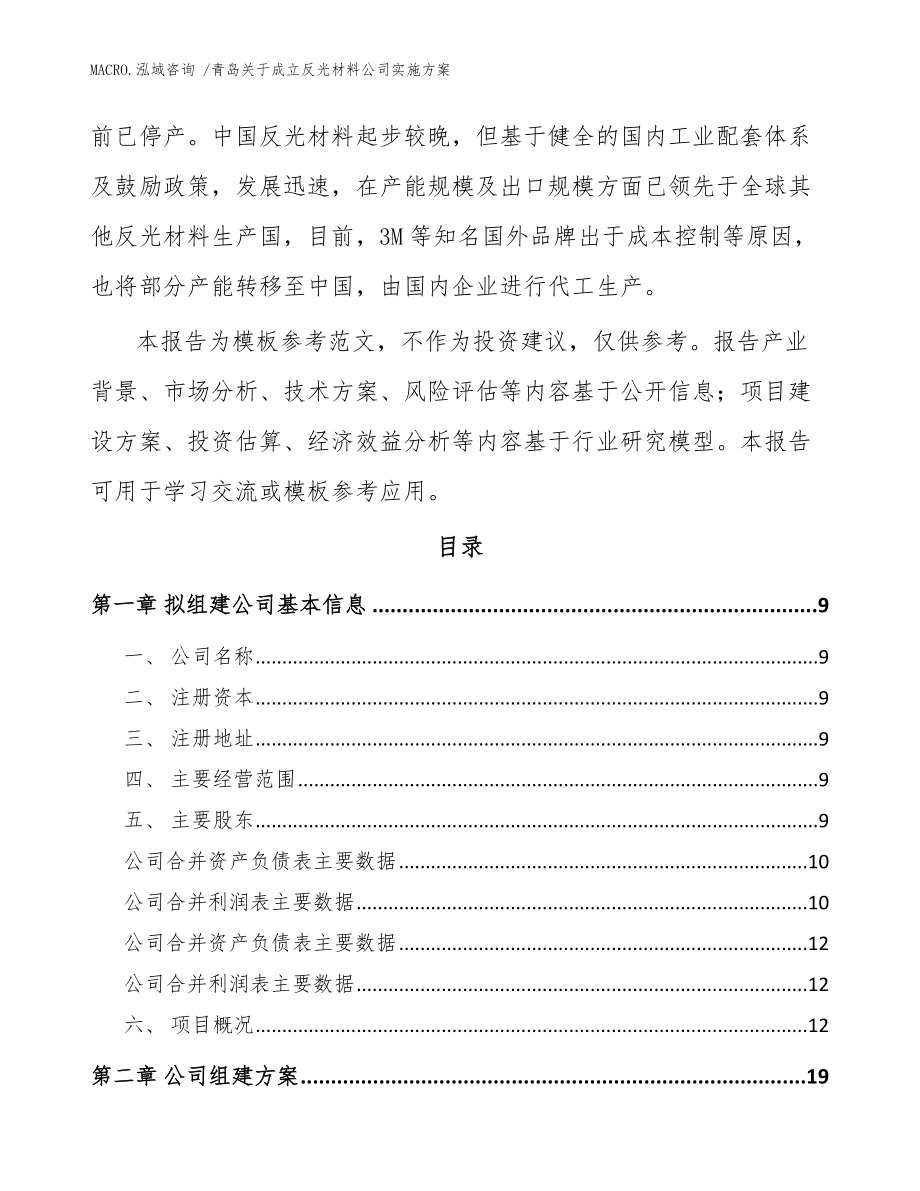 青岛关于成立反光材料公司实施方案_参考模板_第3页