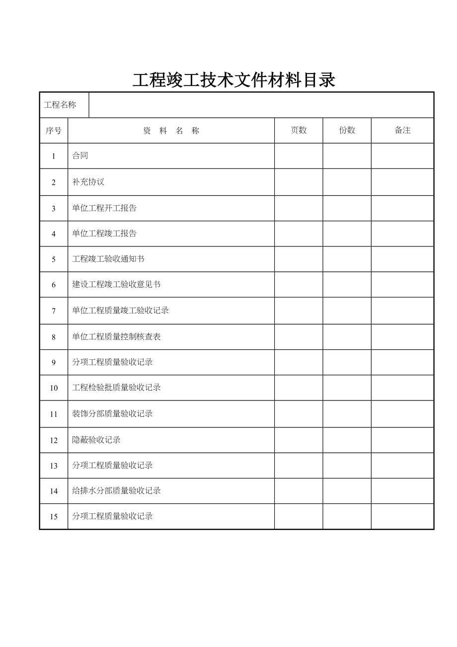 装饰装修工程竣工验收资料表格(大全)_第1页