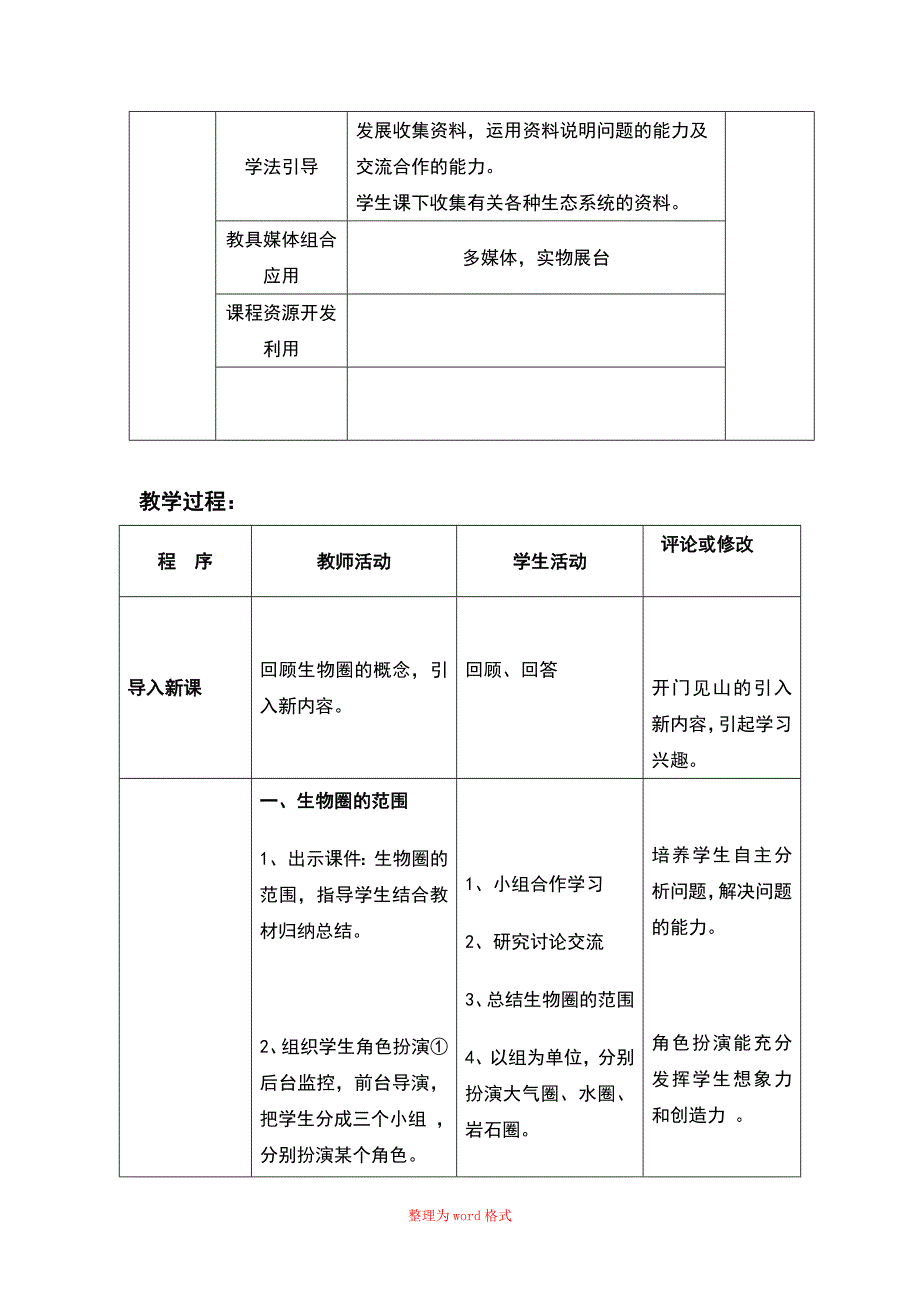 &#167;1-2-3 生物圈是最大的生态系统——参考教案Word版_第2页