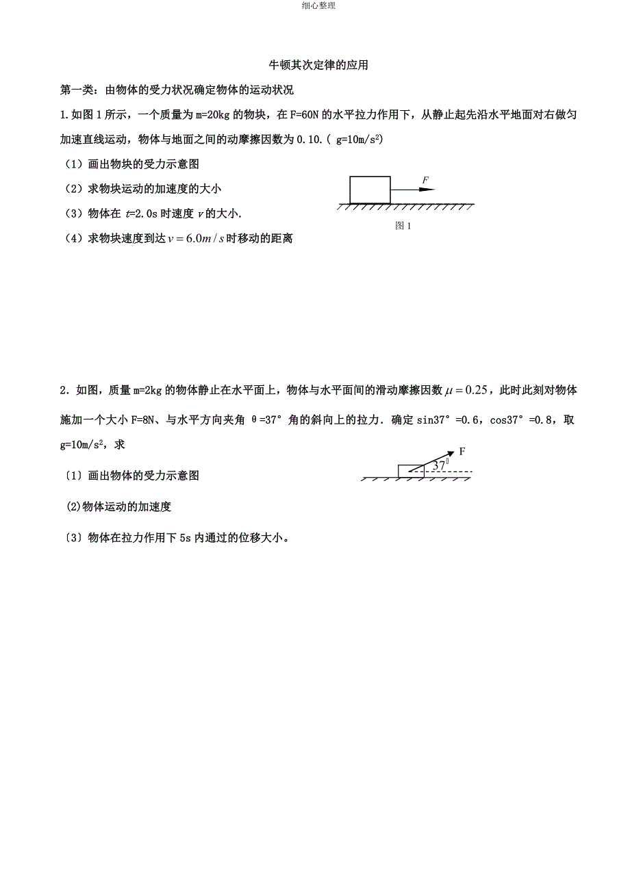 牛顿第二定律应用专题训练_第1页