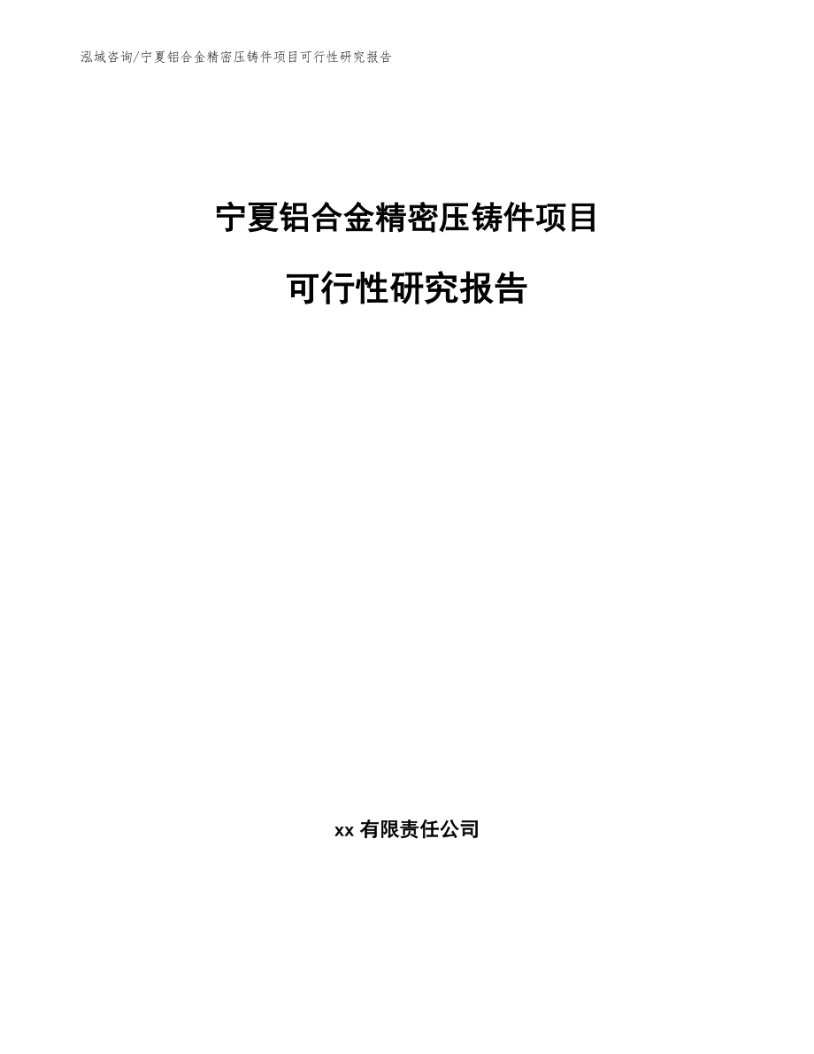 宁夏铝合金精密压铸件项目可行性研究报告（范文参考）_第1页