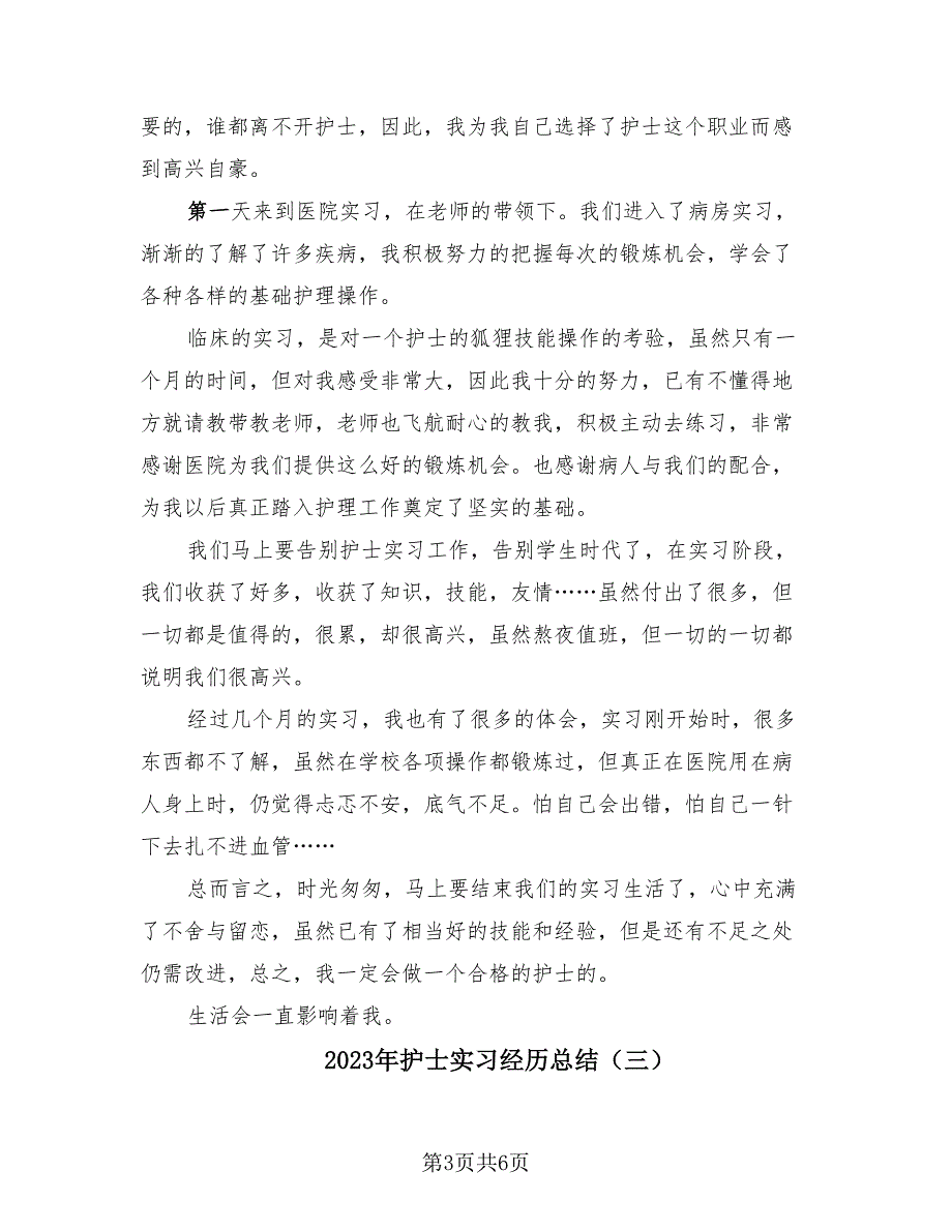 2023年护士实习经历总结（4篇）.doc_第3页