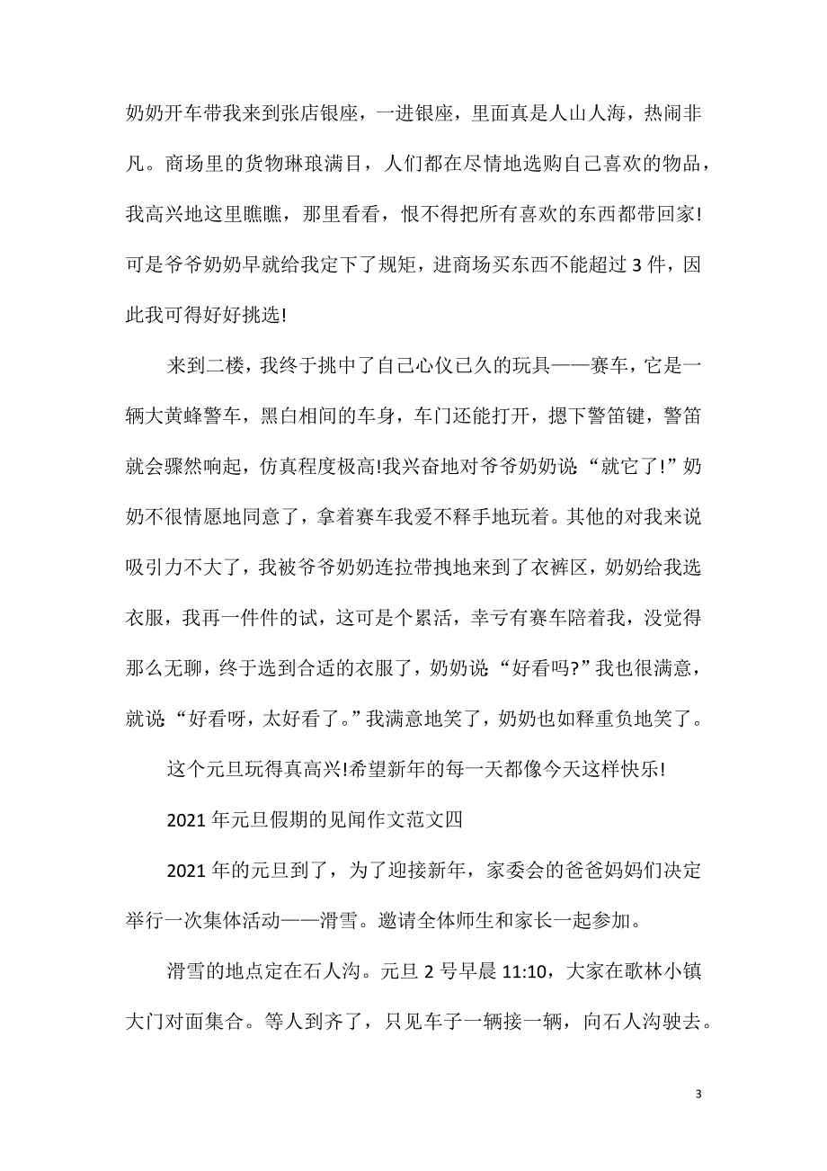 2021年元旦假期的见闻小学生作文_第3页