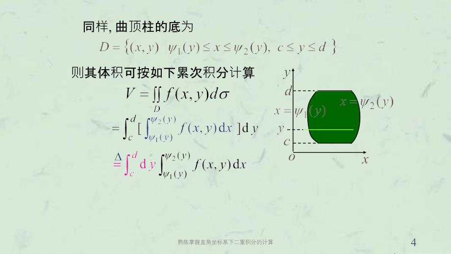 熟练掌握直角坐标系下二重积分的计算课件_第4页