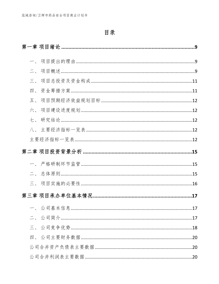 卫辉市药品安全项目商业计划书模板_第2页