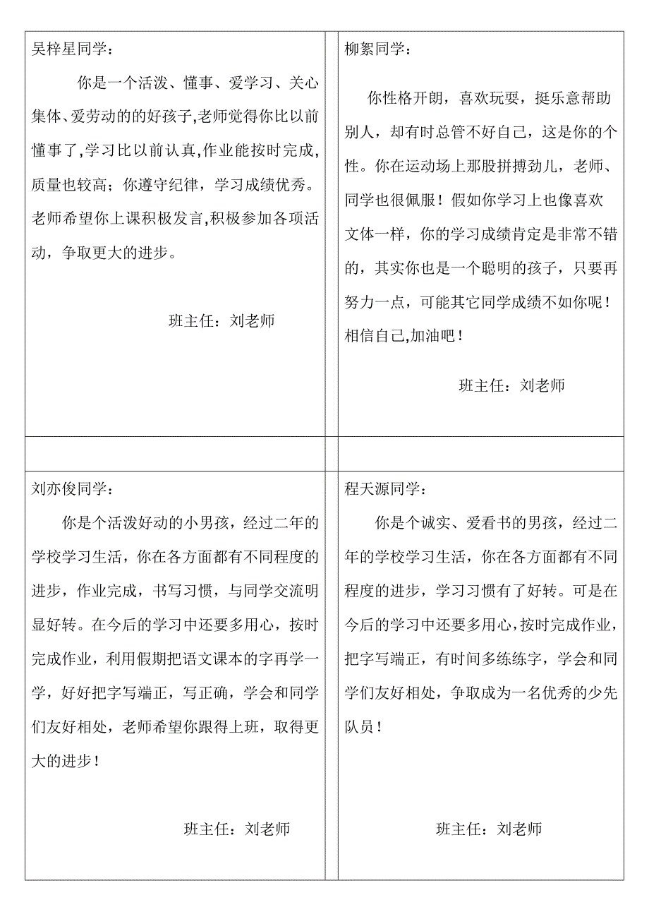 2年2班学生评语6_第4页