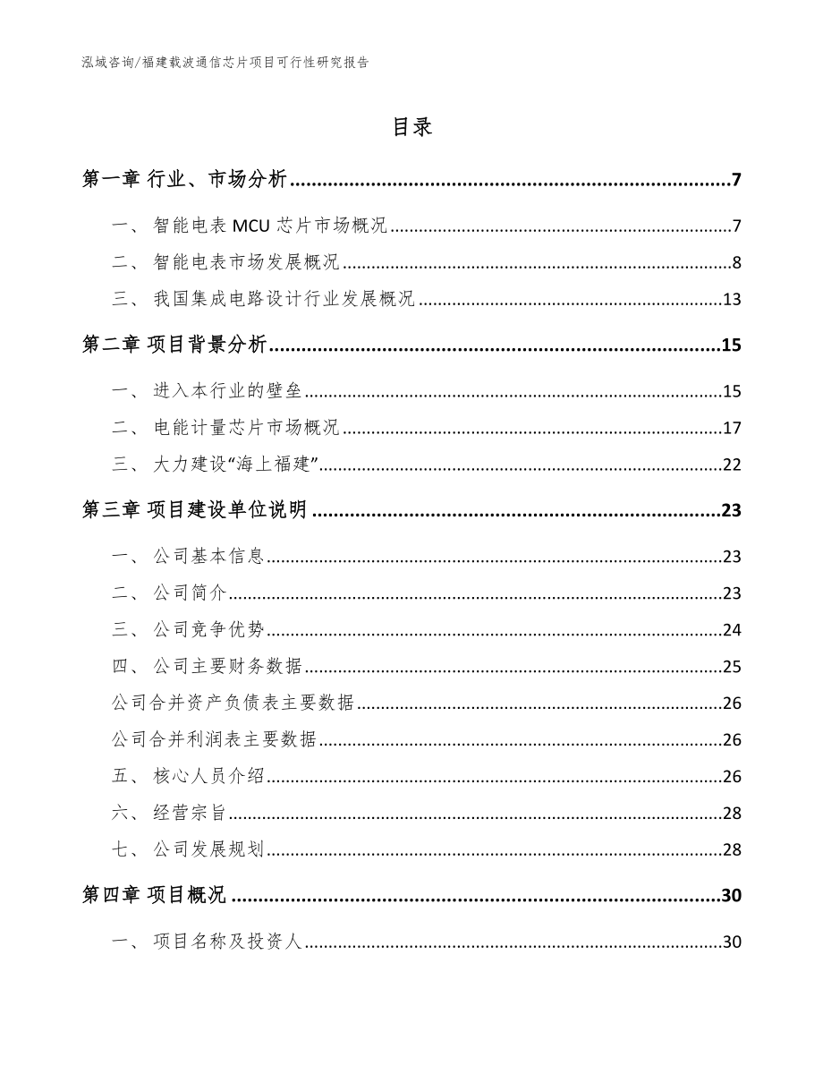 福建载波通信芯片项目可行性研究报告_模板范本_第1页