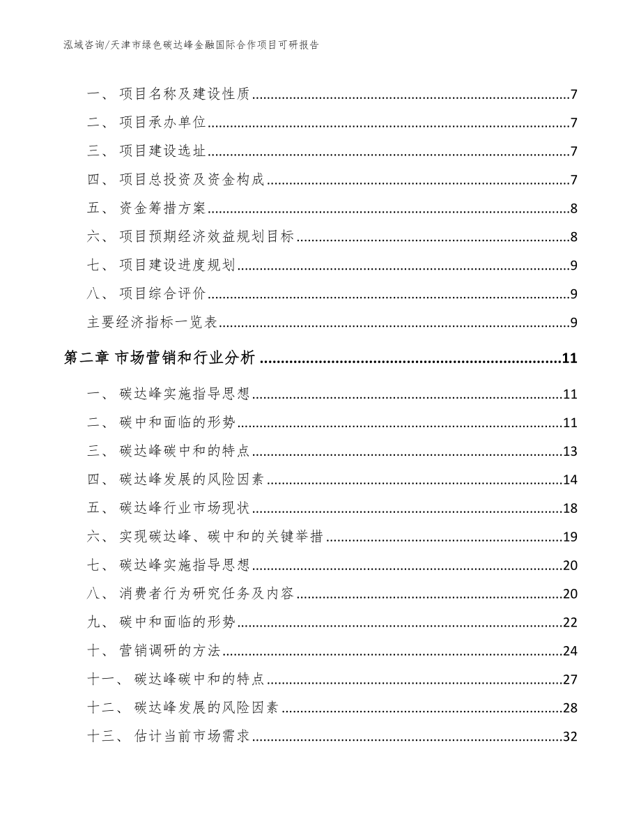 天津市绿色碳达峰金融国际合作项目可研报告参考范文_第2页