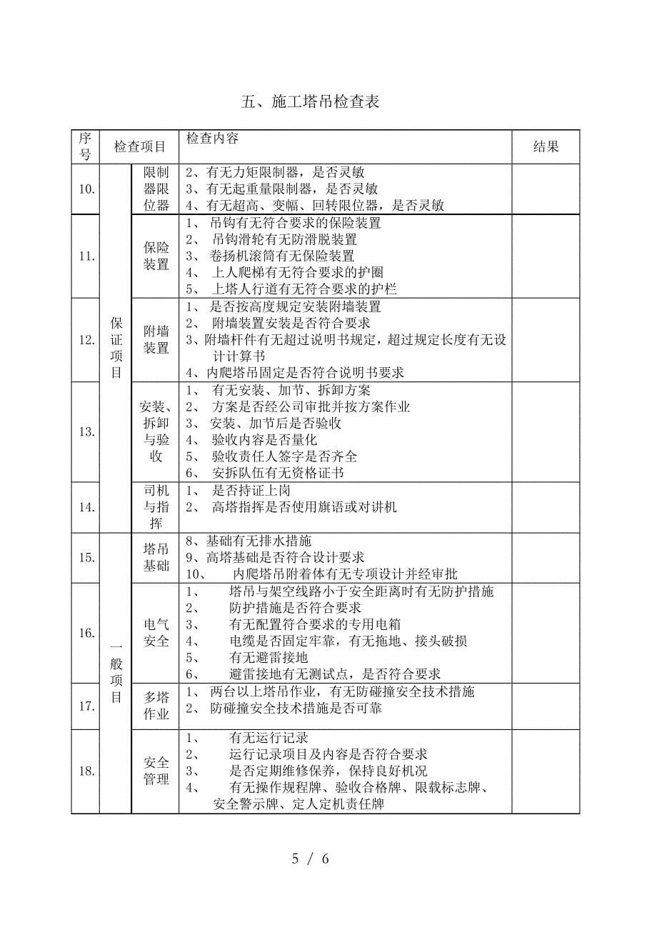 施工现场安全管理检查表_第5页