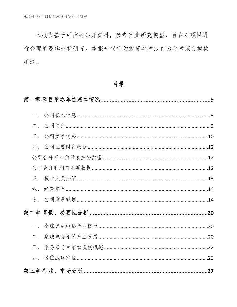十堰处理器项目商业计划书（范文模板）_第2页