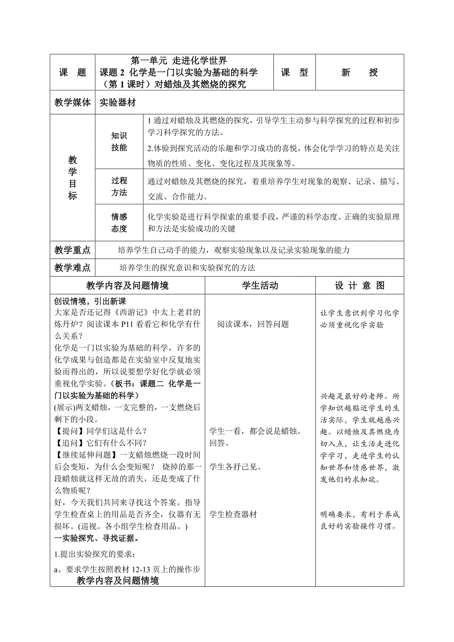 课题2对蜡烛及其燃烧的探究（1）_第1页