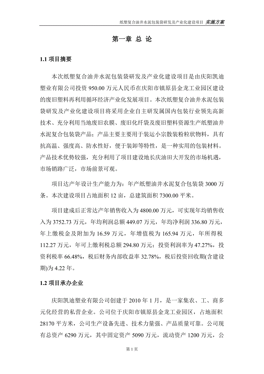 大学毕业论文---纸塑复合油井水泥包装袋研发及产业化建设项目实施方案.doc_第4页