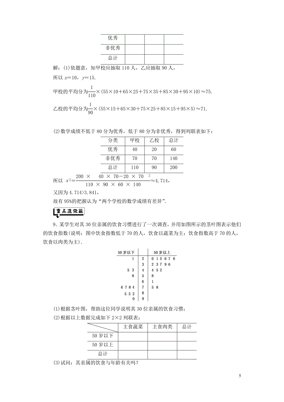 2018-2019学年高中数学 课时跟踪检测（三）独立性检验 独立性检验的基本思想及应用（含解析）北师大版选修1-2_第5页