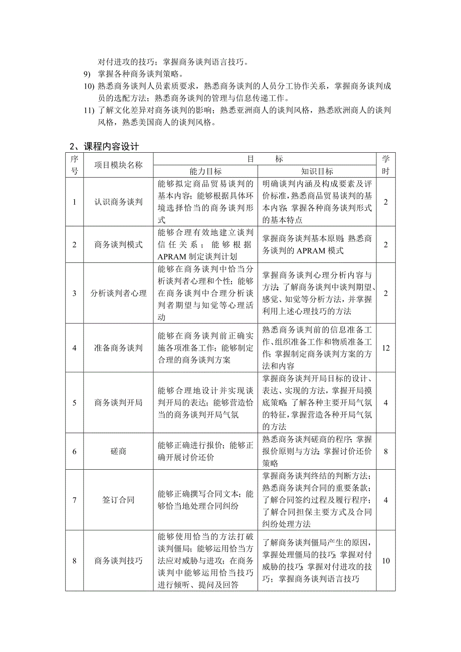 商务谈判课程理实一体化教学设计_第2页