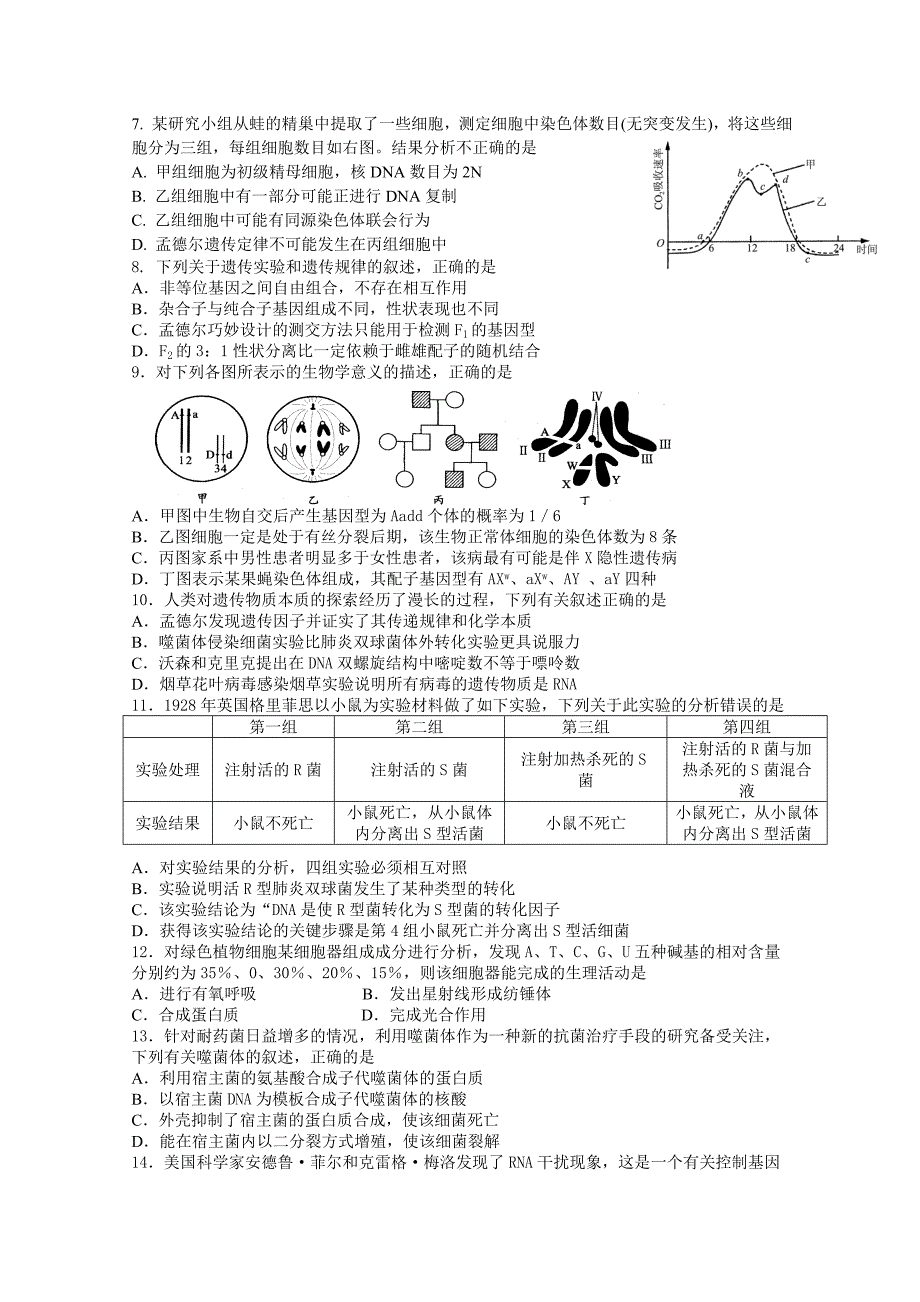 2022年高三上学期第一次阶段性教学反馈生物试题 Word版含答案_第2页