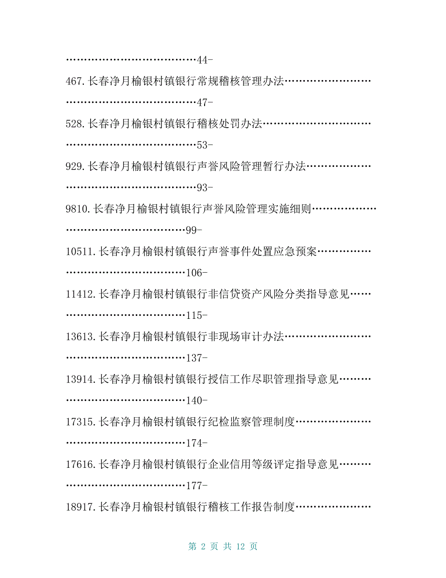 长春净月榆银村镇银行风险合规部制度总编_第2页